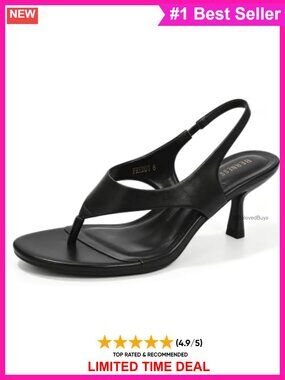 Women's Kitten Heel Slingback Thong Sandals Faux Leather Open Toe Dressy Heels